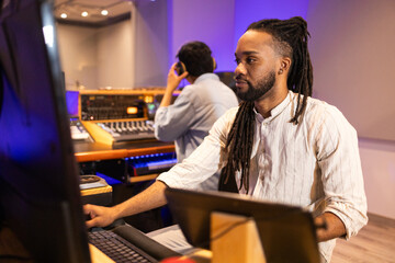 Professional audio production in a modern recording studio