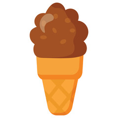 Chocolate ice cream in cone with crunchy texture. Perfect for dessert packaging, kids food designs, summer menu layouts, posters, cafe branding and sweet-themed projects