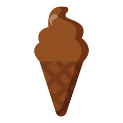 Chocolate ice cream cone in waffle cup, perfect for menu design, food packaging, summer ads, and dessert-themed projects