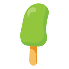 Bright green ice cream on a wooden stick, perfect for summer food themes, dessert menus, frozen treat packaging, and children’s designs