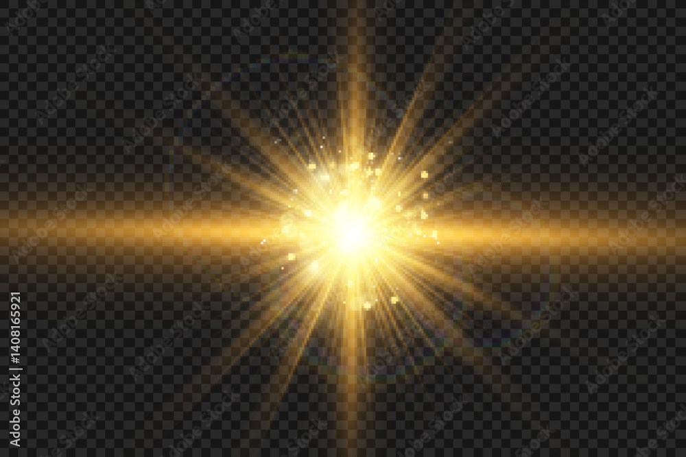 Poster glowing star, sparkle, light streak, and shimmering particle on transparent background for overlays 