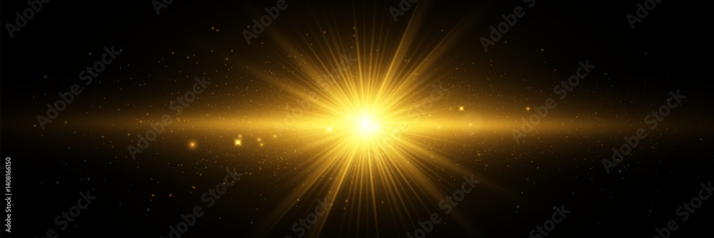 Poster glowing star, sparkle, light streak, and shimmering particle on transparent background for overlays 