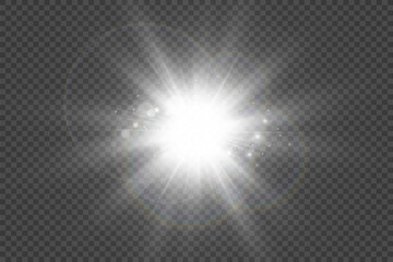 Fototapeta premium Glowing star, sparkle, light streak, and shimmering particle on transparent background for overlays and magical effects. 