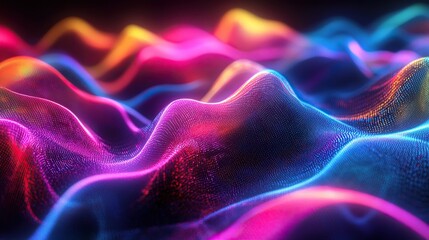 Obraz premium A layered hologram-like wave pattern resembling fields of light