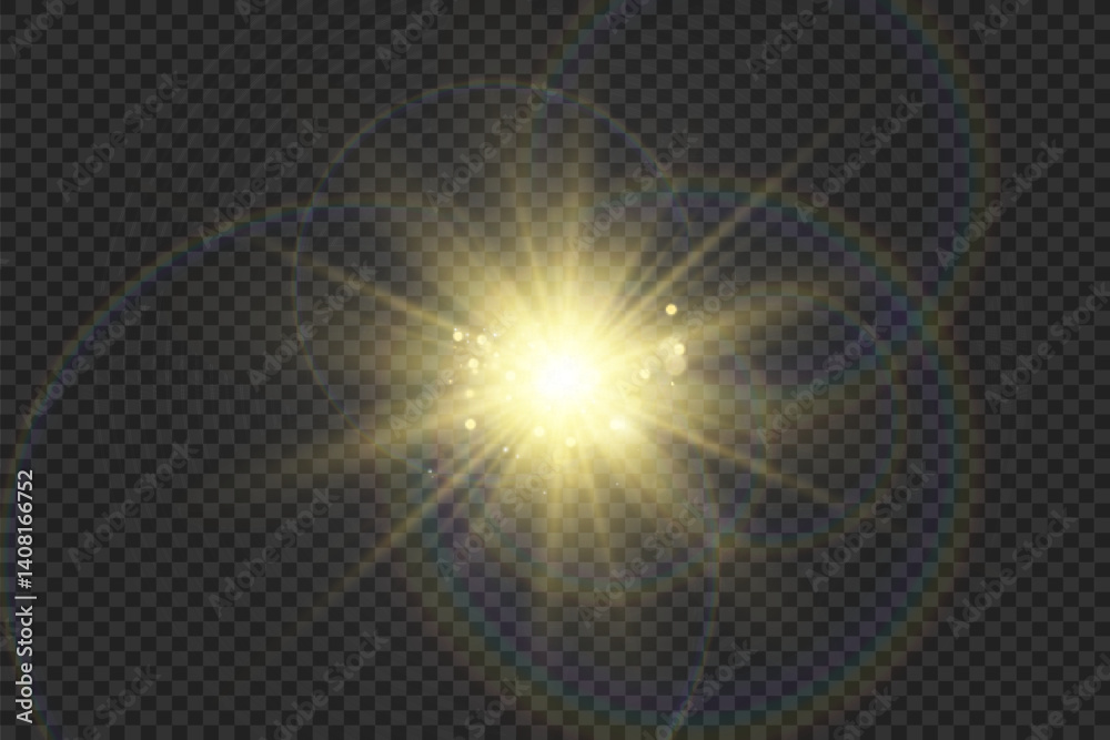 Poster glowing star, sparkle, light streak, and shimmering particle on transparent background for overlays 