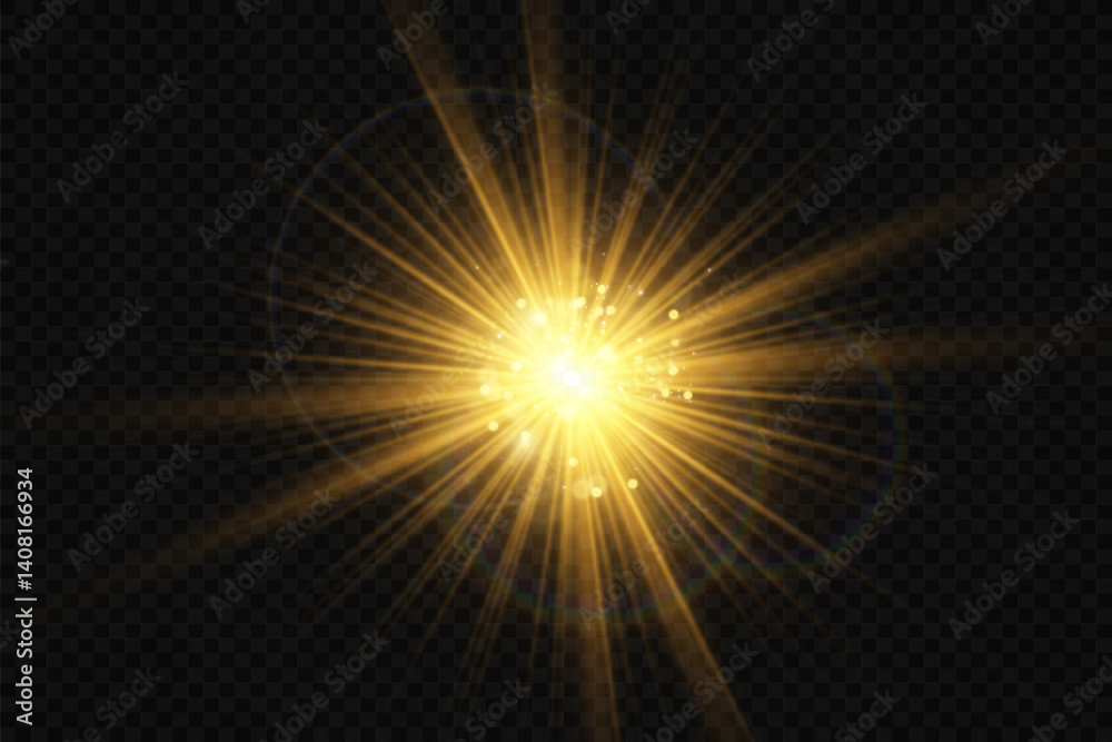 Aufkleber Glowing star, sparkle, light streak, and shimmering particle on transparent background for overlays and magical effects.

