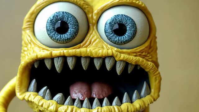 Funny Cartoon Monster with Colorful Teeth and Smile in a 3D Animated Style