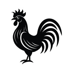 Rooster tribal style silhouette vector art illustration