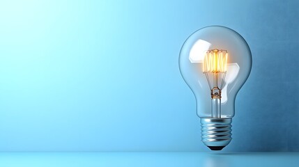 A glowing lightbulb set against a gradient blue background, symbolizing bright ideas, energy, and creativity.