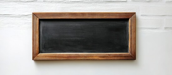 Fototapeta premium Small rectangular blackboard with wooden frame on white background.