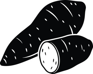 Sweet potato illustration, sweet potato on white background, vector illustration of a sweet potato