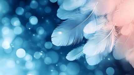 Naklejka premium Elegant Feathers with blue Soft Glow and Bokeh Lights