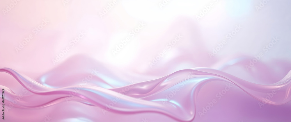 Poster pink and blue iridescent waves creating an abstract background
