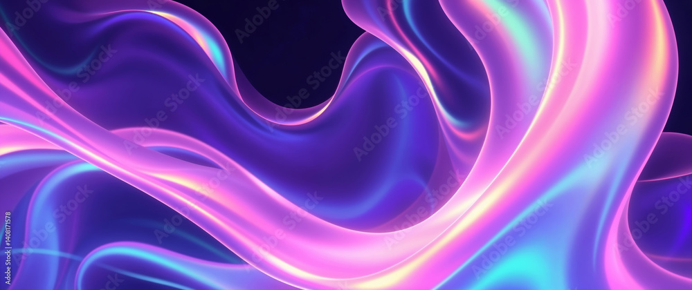 Aufkleber holographic iridescent colorful fluid shapes flowing abstract background