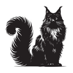 Maine coon line art silhouette vector illustration