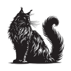 Maine coon line art silhouette vector illustration