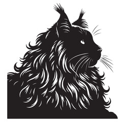 Maine coon line art silhouette vector illustration