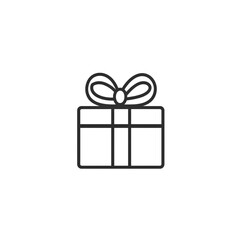 Simple Line Art Gift Box Icon Present with Bow