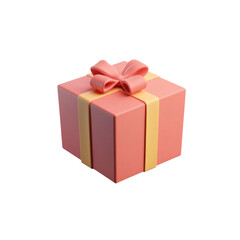 3D Render of a Pastel Pink Gift Box with Yellow Ribbon and Bow