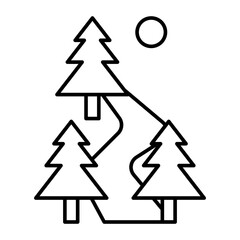 Forest Path Vector Line Icon Design