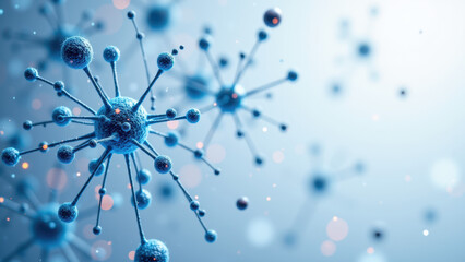 High-resolution microscopic view of GLP-1 (Glucagon-like peptide-1) with an artistic blue glow effect around individual units.