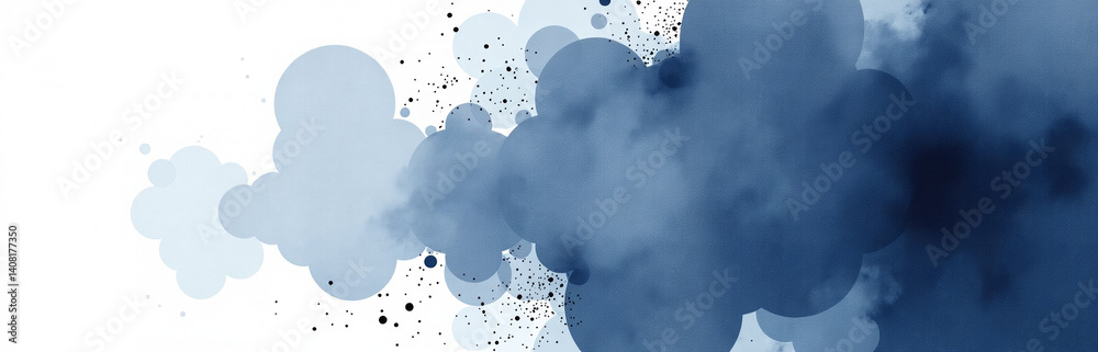 Poster watercolor artwork featuring dark aquarelle background and ample copy space ideal for creative web b