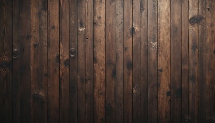 Naklejka premium Dark brown wooden plank background, wallpaper. Old grunge dark textured wooden background. Surface of old brown wood texture. Top view brown pine wood paneling. Perfect for rustic decor,