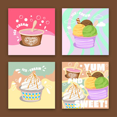 Ice cream types poster Instagram post collection