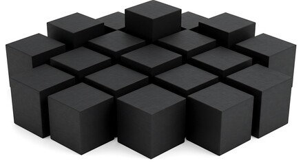 Obraz premium Matte Black Cubes: 3D Render, Textured Depth AI Generated