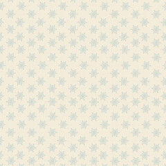 Seamless beige winter pattern with small pale blue snowflakes, subtle vintage Christmas background ideal for wrapping paper, fabric, gift packaging, stationery and seasonal designs.