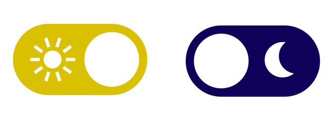 Day and night toggle switch icons set. Collection of on off. Sun and Moon icons for dark light mood. Dark mode and light mode switch button for website and mobile app. day night modes switch isolated. © SamArt