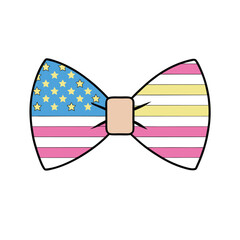 Patriotic Bow Tie Icon Vector – American Flag Design Illustration