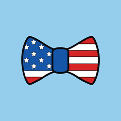 Patriotic Bow Tie Icon Vector – American Flag Design Illustration