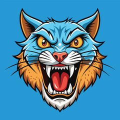 Angry cartoon cat head