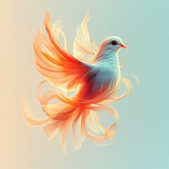 Obraz premium A Serene Easter: Dove of Peace in Flight, Symbolizing Hope and Renewal on a Pastel Sky, Celebrating the Spirit of Spring and New Beginnings.