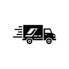 Black Delivery Truck Icon with Motion Effect