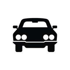 Black Classic Car Icon Front View with Simple Design