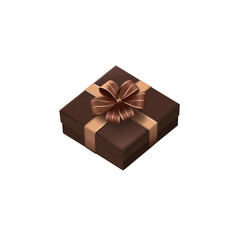 Elegant Brown Gift Box with Brown and Beige Ribbon Bow