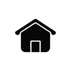 Black House Icon with Simple Roof and Door Design
