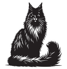 Norwegian Forest Cat Silhouette Vector Design, Cat Silhouette vector Illustration, Majestic Feline Outline Art