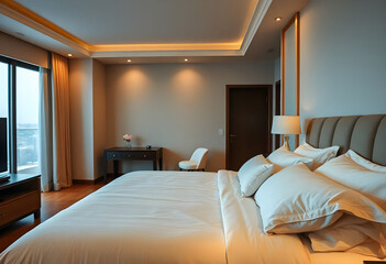bedroom with a large bed and a flat screen tv