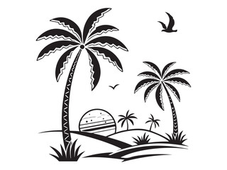 vector illustration of a tropical island