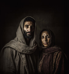 Jesus and Mary or another Biblical couple standing side by side