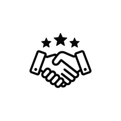 Handshake with Three Stars Icon, Partnership and Success Symbol