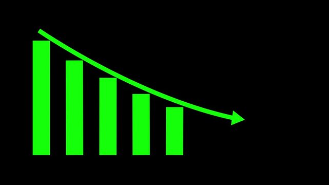 Animated down graph icon. Finance, business info graphic animation, bar down graph animated. Suitable for business and finance.