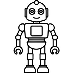 Minimal Smart Robot Vector Illustration on White Background