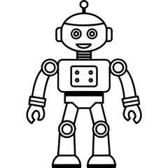 Minimal Smart Robot Vector Illustration on White Background