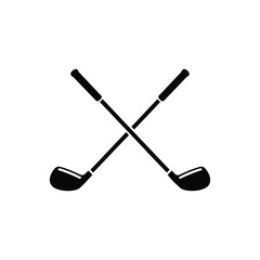 Crossed Golf Clubs Icon, Black Silhouette Design
