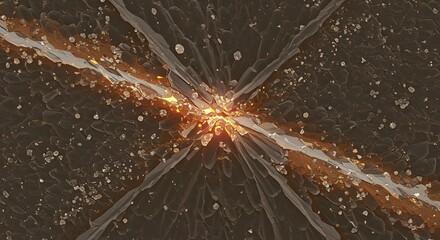 Abstract Glowing Energy Burst with Fractured Surface Pattern
