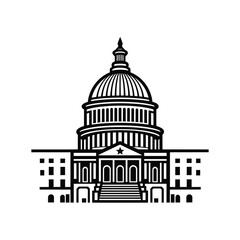 U.S. Capitol Building Icon, Line Art Design